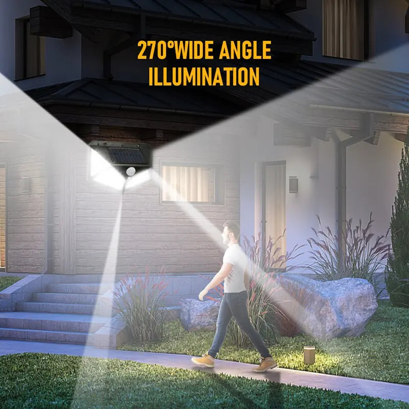 Waterproof Stairs Outdoor Wall Light 100 LED Solar Wall Lamp 4 Sides Luminous With Motion Sensor Human Induction