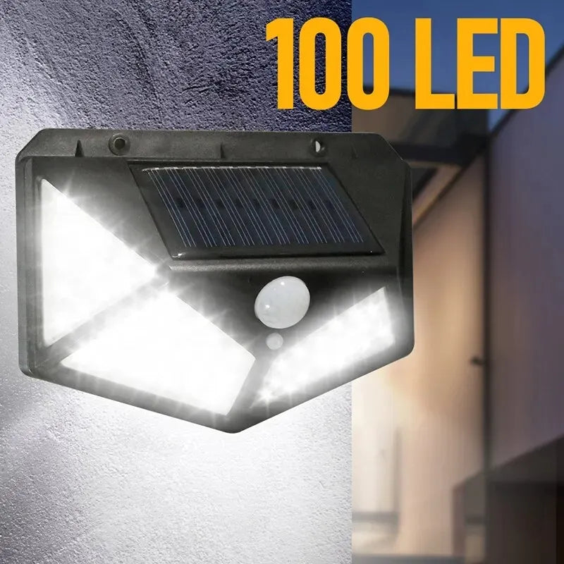 4 Sides Luminous 100 LED Solar Wall Lamp with Motion Sensor