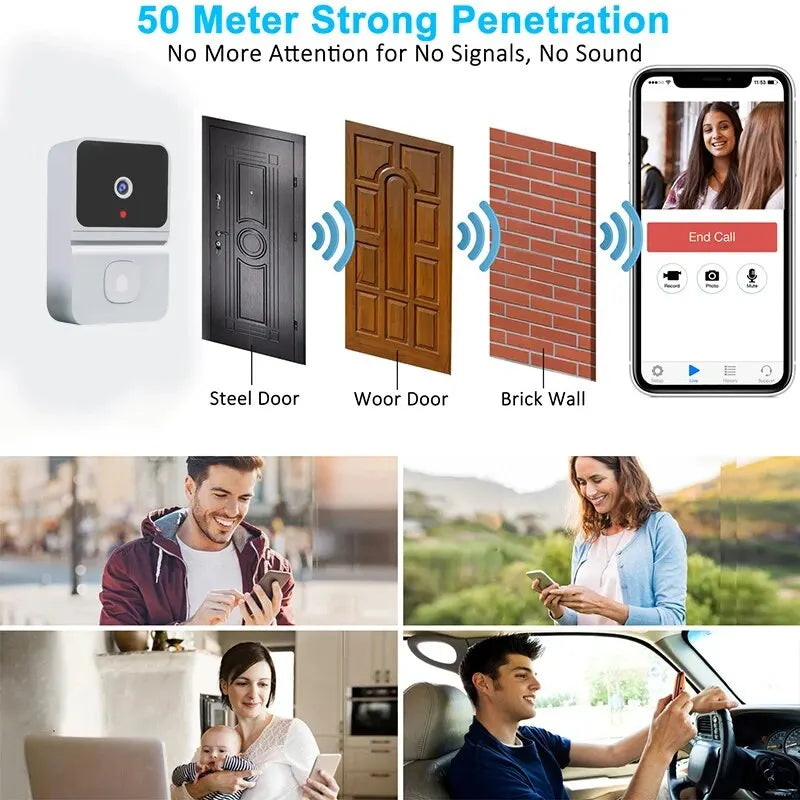 WiFi Video Doorbell Wireless HD Camera PIR Motion Detection IR Alarm Security Smart Home Door Bell WiFi Intercom for Home