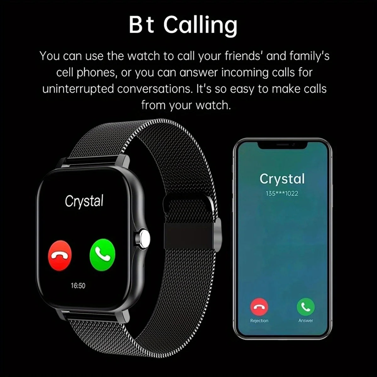 NEW Smart Watch Android Phone 1.44" Color Screen Full Touch Custom Dial Smart Bluetooth Watch for Women and Men