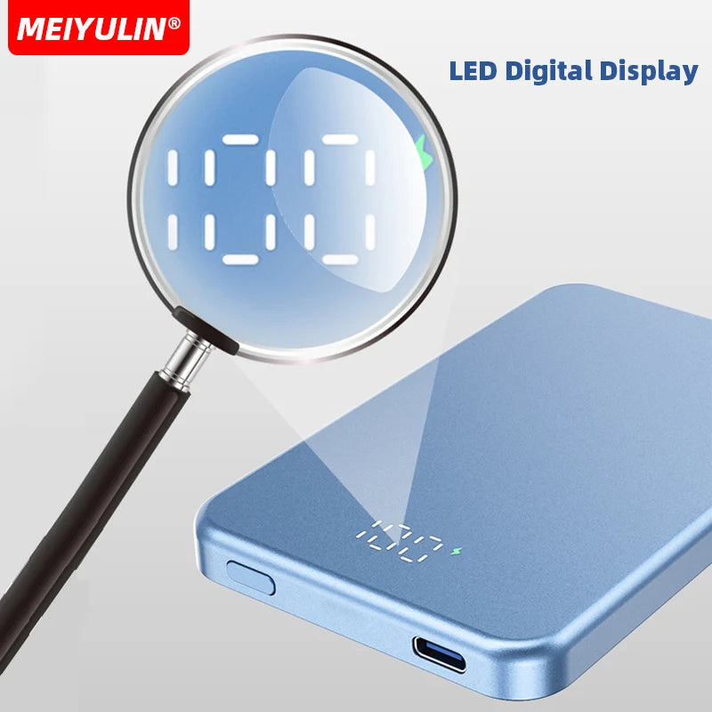 10000mAh Ultra-thin Magnetic Wireless Power Bank 5000mAh USB C PD20W Fast Charging External Spare Battery for iPhone 15 Samsung