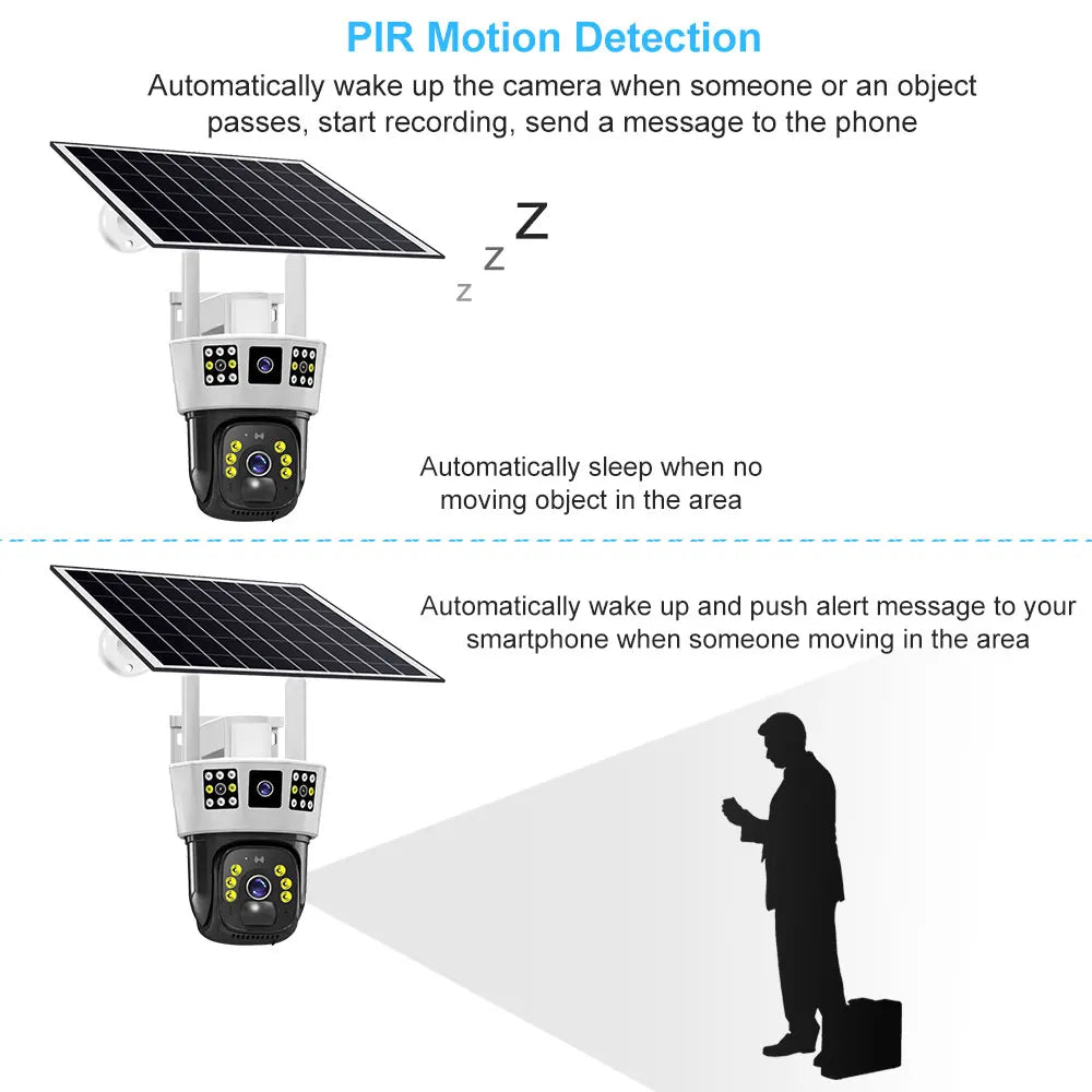 Outdoor Waterproof IP Camara 8MP Solar 4G Camera with three Screens Night Vision Built in 8000mah Battery CCTV Surveillance Monitor
