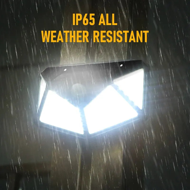 Waterproof Stairs Outdoor Wall Light 100 LED Solar Wall Lamp 4 Sides Luminous With Motion Sensor Human Induction