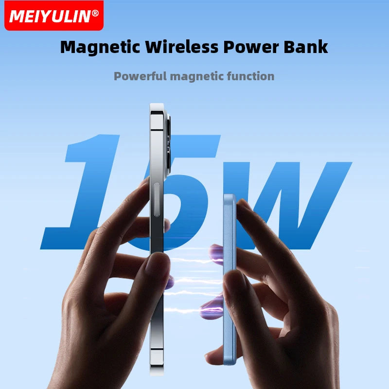10000mAh Ultra-thin Magnetic Wireless Power Bank 5000mAh USB C PD20W Fast Charging External Spare Battery for iPhone 15 Samsung