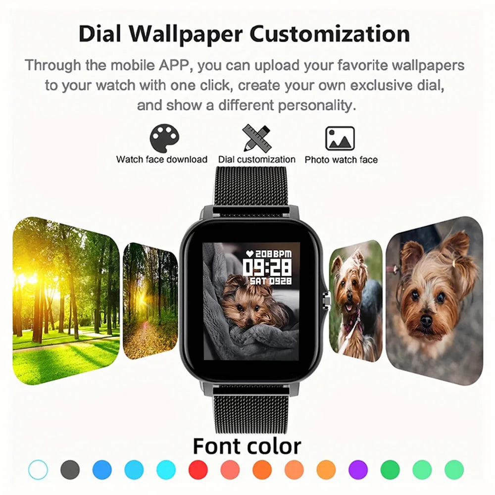 NEW Smart Watch Android Phone 1.44" Color Screen Full Touch Custom Dial Smart Bluetooth Watch for Women and Men