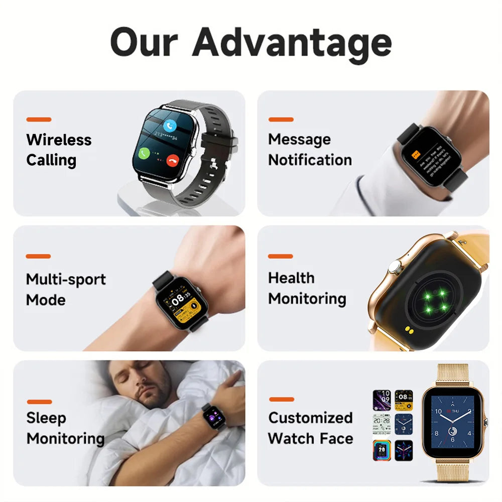 NEW Smart Watch Android Phone 1.44" Color Screen Full Touch Custom Dial Smart Bluetooth Watch for Women and Men