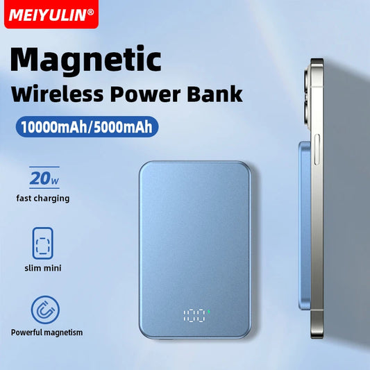 10000mAh Ultra-thin Magnetic Wireless Power Bank 5000mAh USB C PD20W Fast Charging External Spare Battery for iPhone 15 Samsung